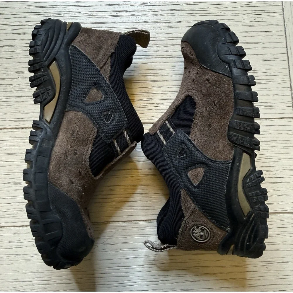 Timberland Toddler Boys Slip On Brown‎ Leather Outdoor Nature Shoes Sz 7 US